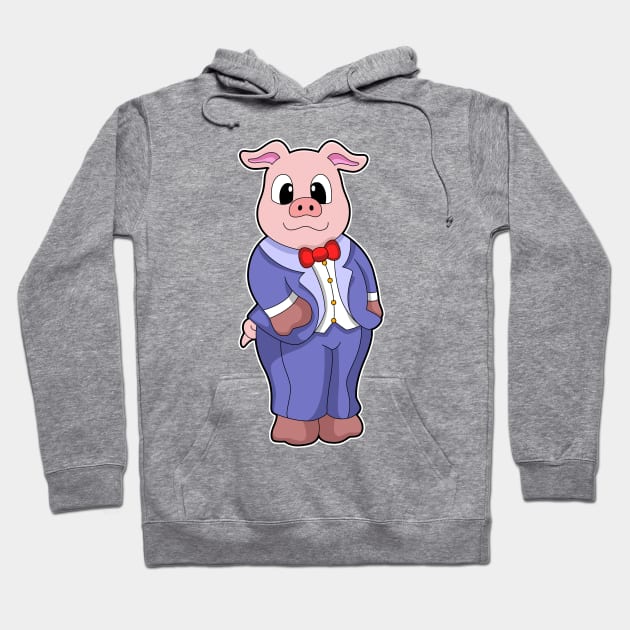 Pig as Groom with Suit Hoodie by Markus Schnabel